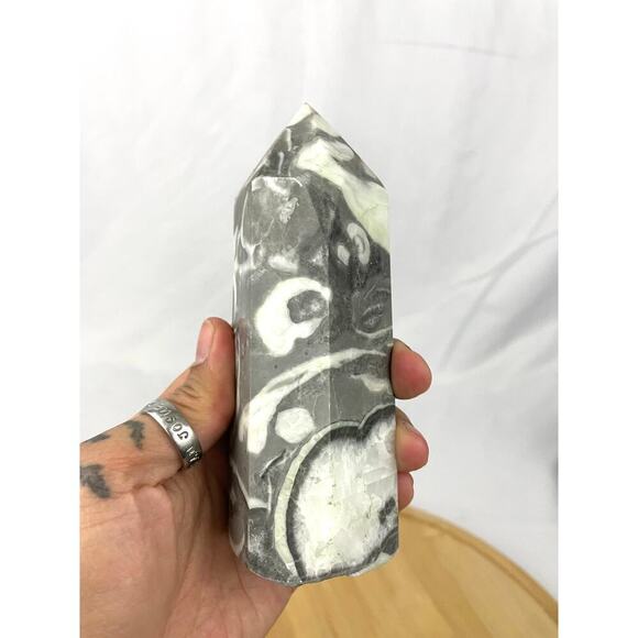 Zebra Jasper Crystal 5" Tall Natural Healing Stone Tower 467g - Picture 5 of 14